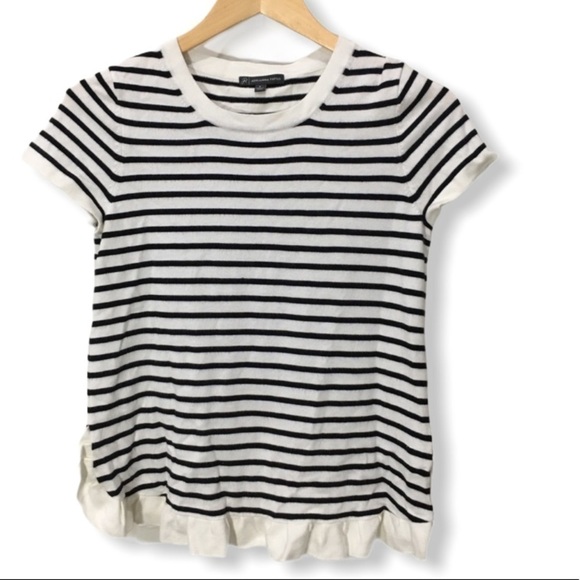 Adrianna Papell Tops - ADRIANNA Papell striped short sleeve top black white